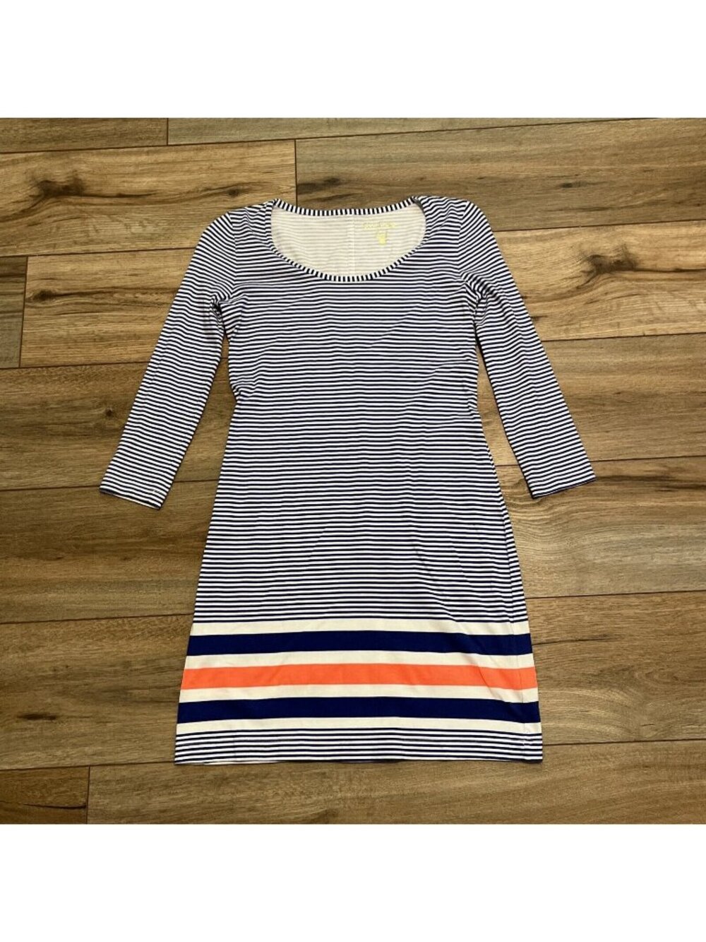 Women's Lilly Pulitzer Beacon T Shirt Dress SZ XXS Blue Orange Stripe Pullover